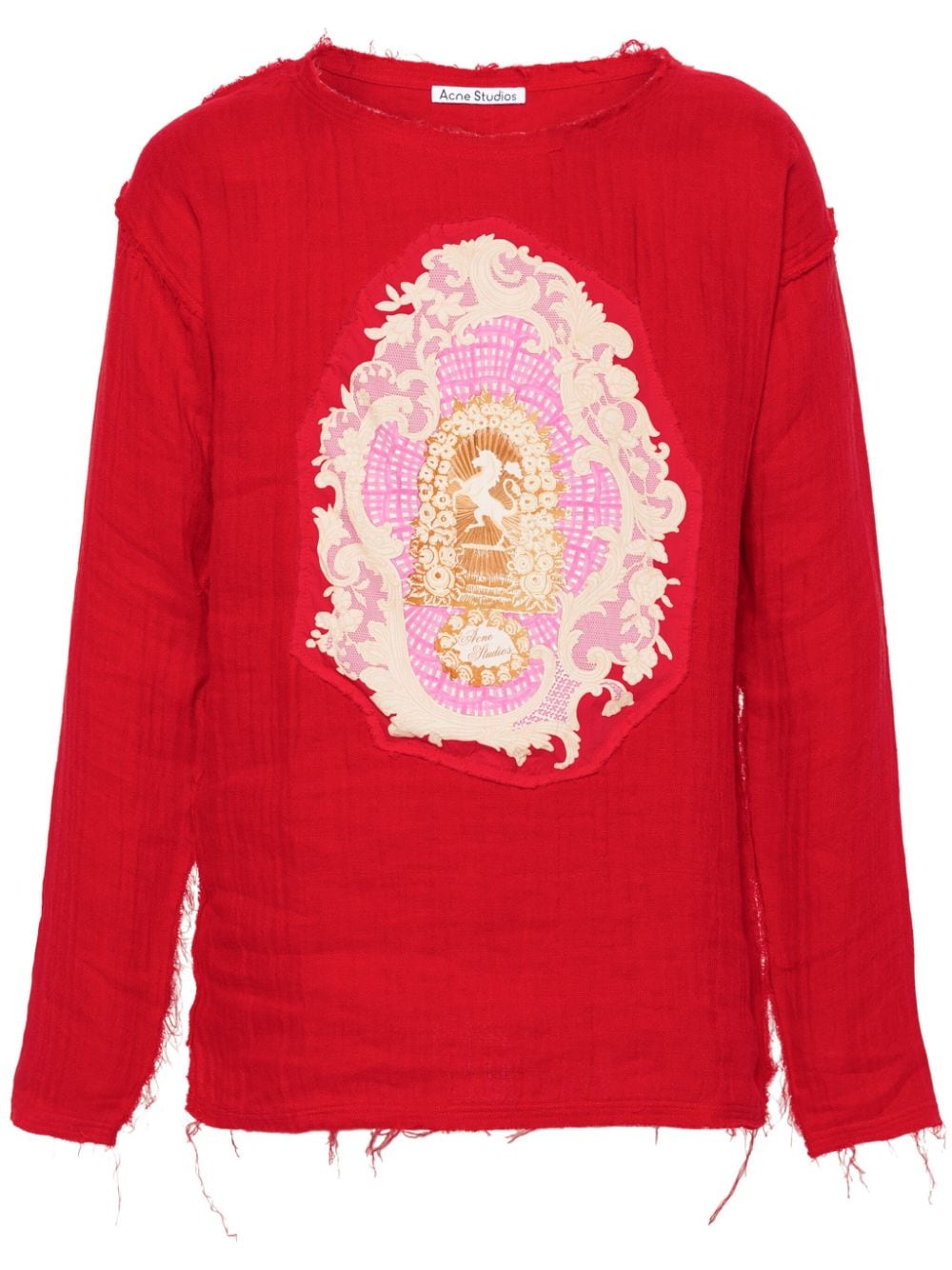 Acne Studios  patch-detail linen-blend T-shirt