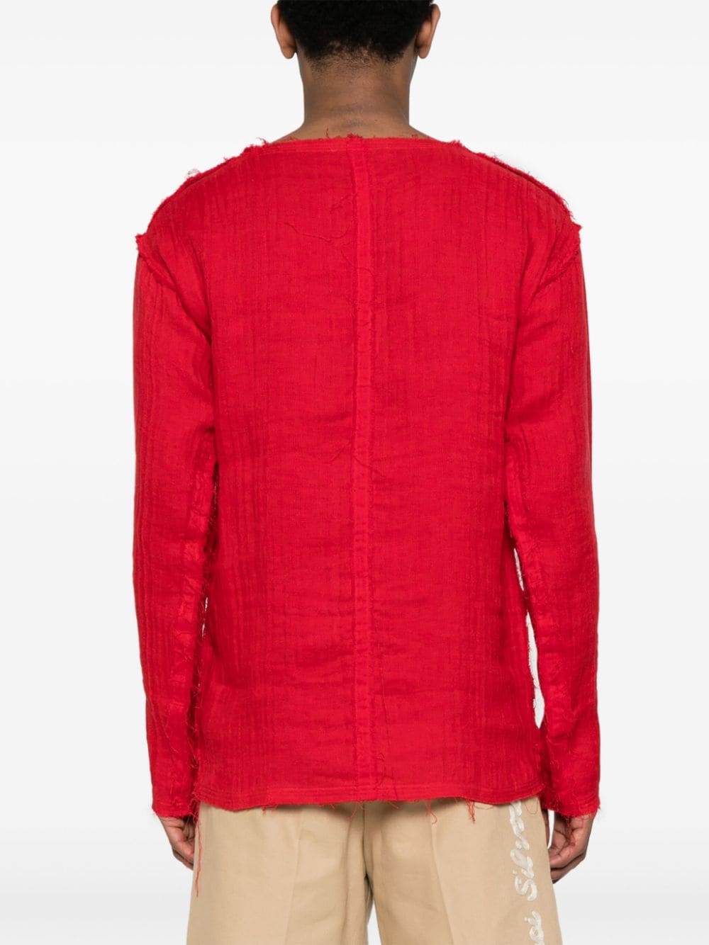 Acne Studios  patch-detail linen-blend T-shirt