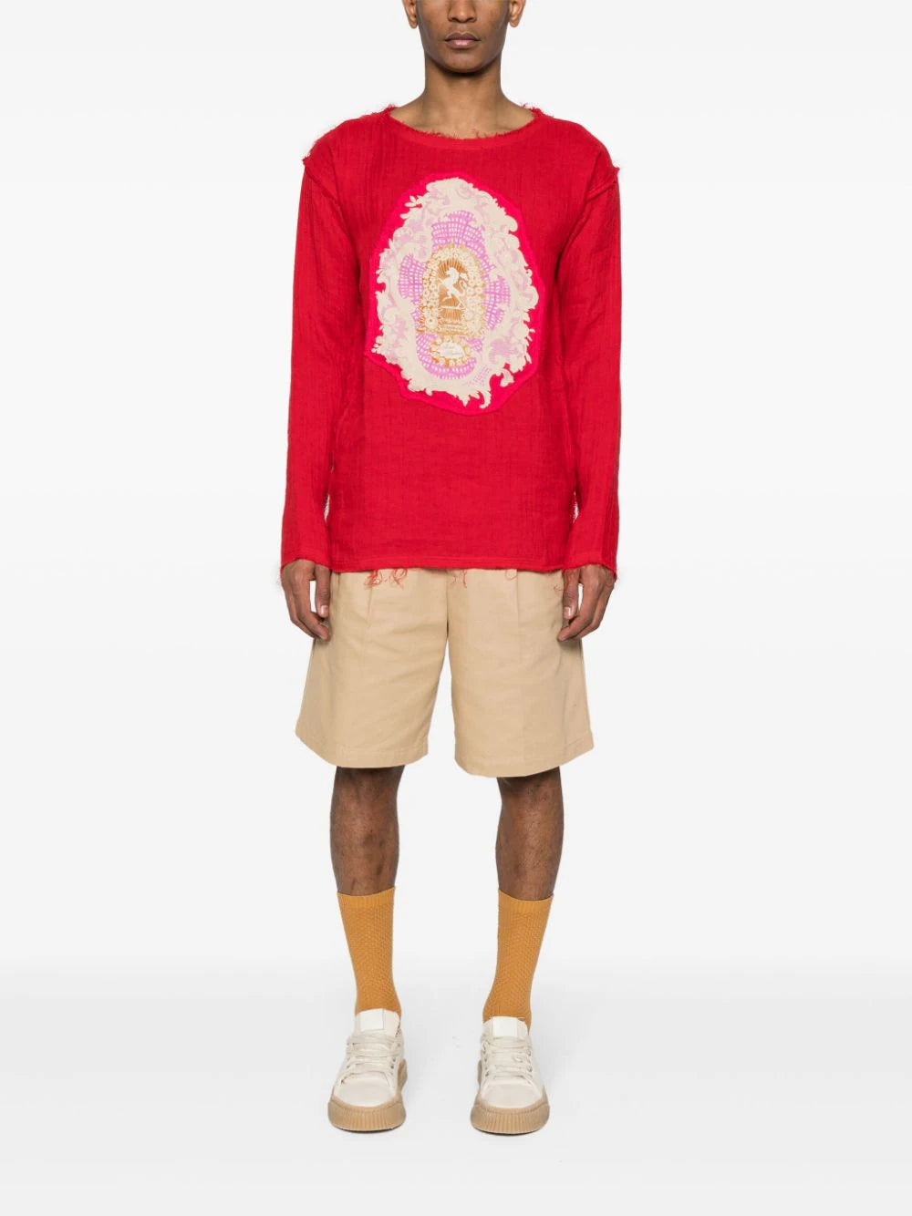 Acne Studios  patch-detail linen-blend T-shirt