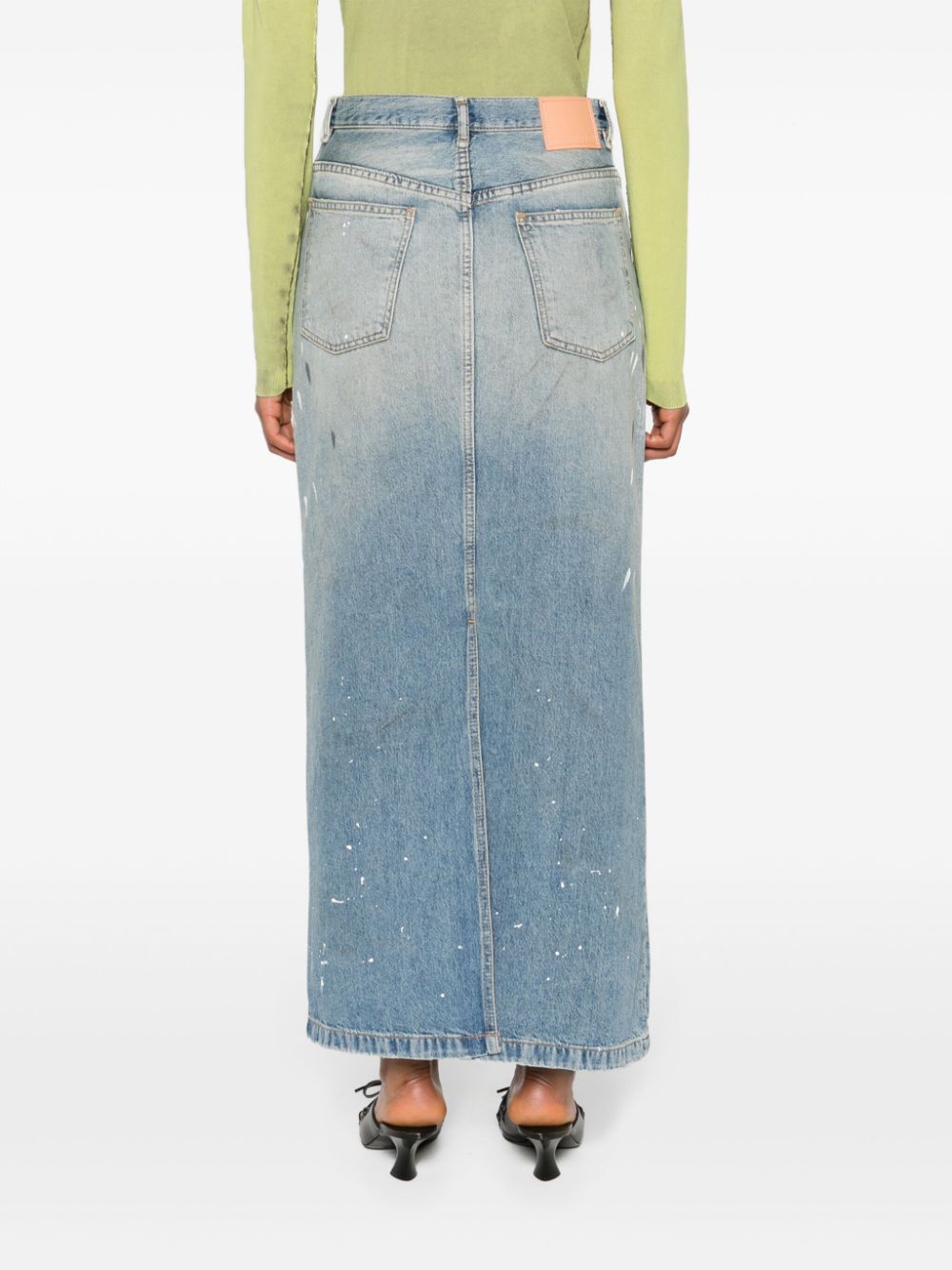 Acne Studios  paint-splatter denim maxi skirt
