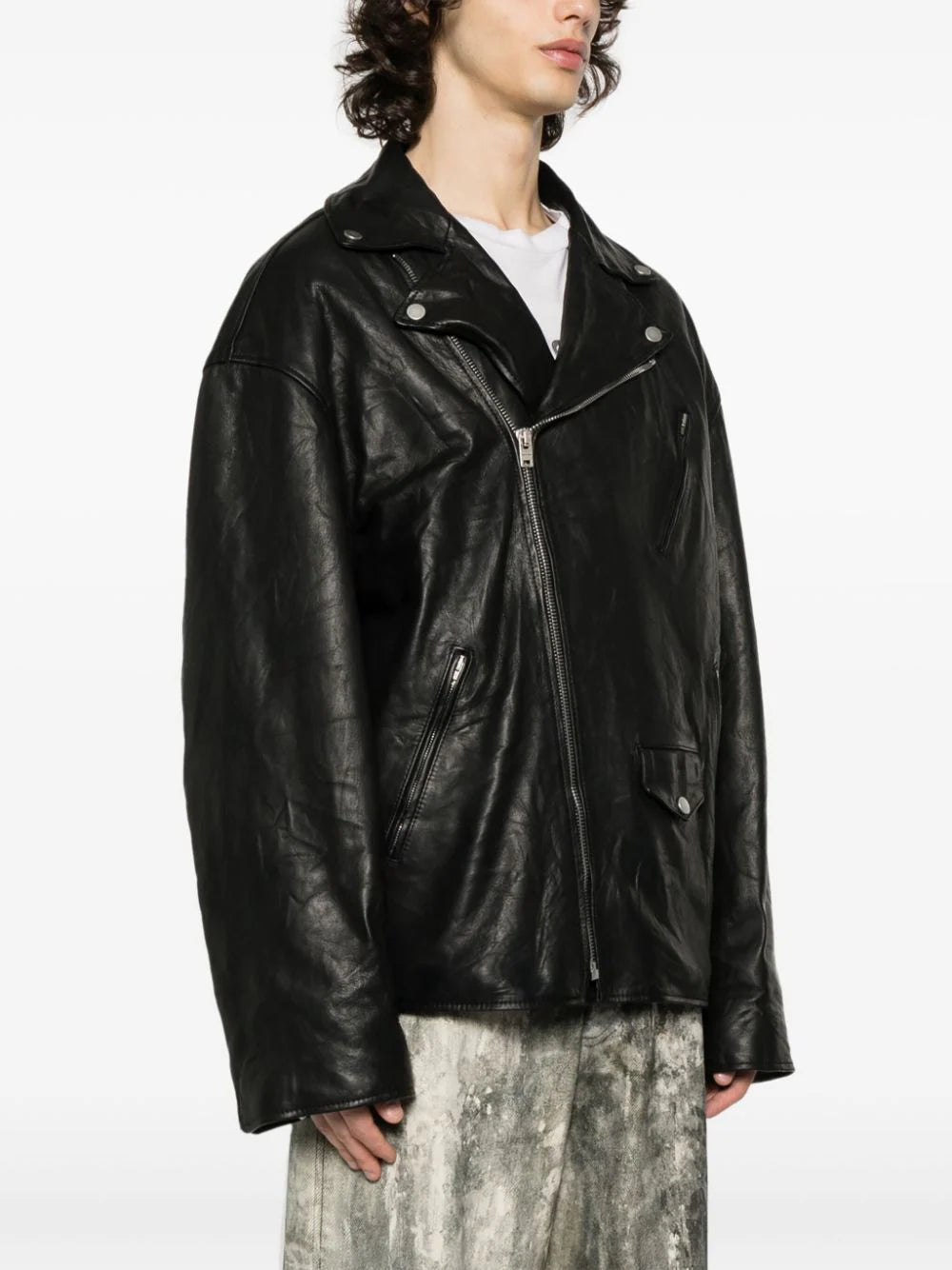 Acne Studios asymmetric leather biker jacket