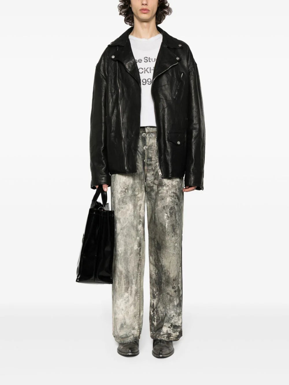 Acne Studios asymmetric leather biker jacket