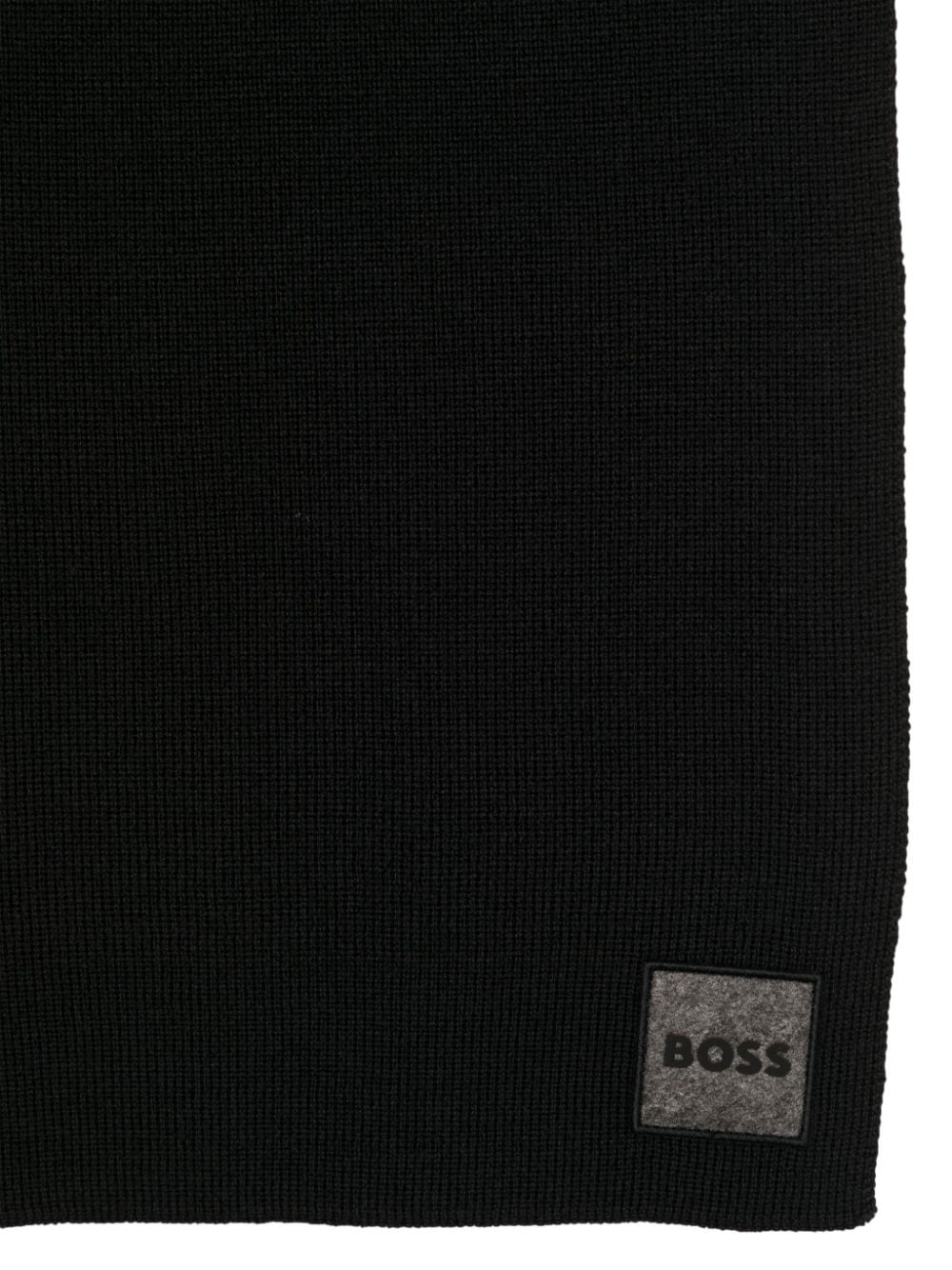 BOSS  logo-patch fine-knit scarf