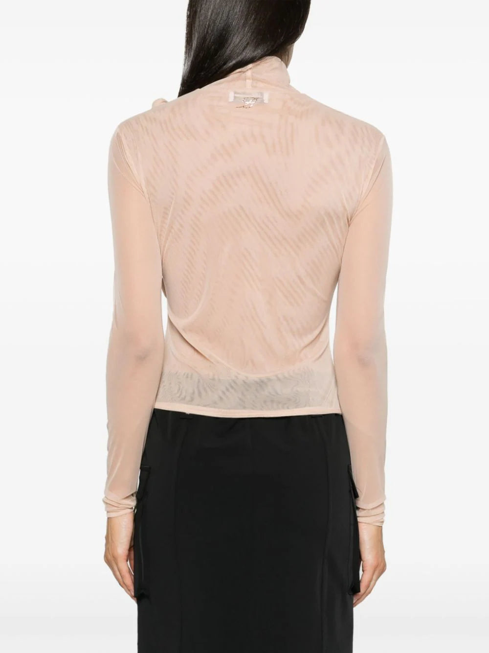 Blumarine  floral-appliqué long-sleeve mesh top