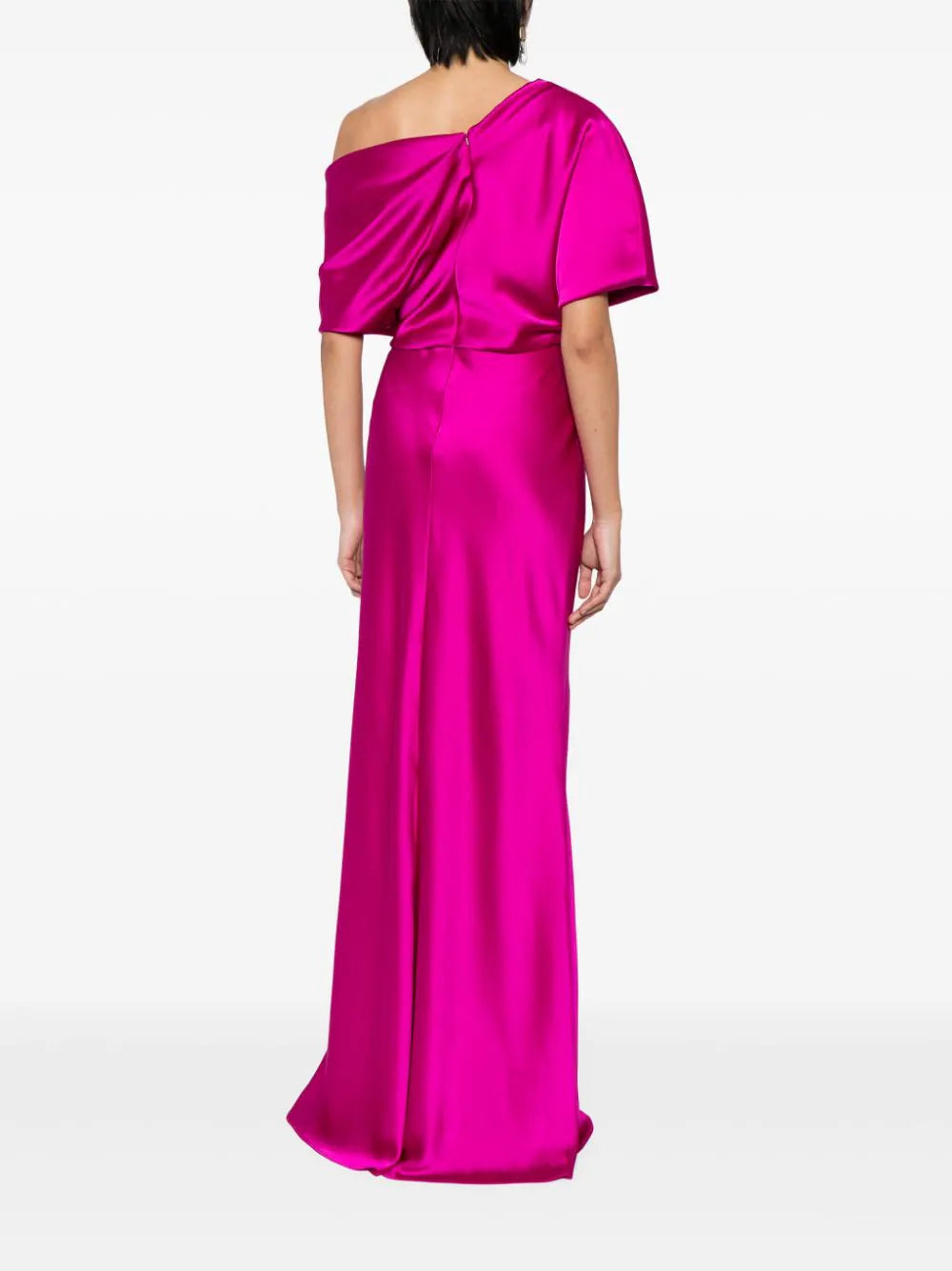 Amsale  off-shoulder satin draped-detail gownv