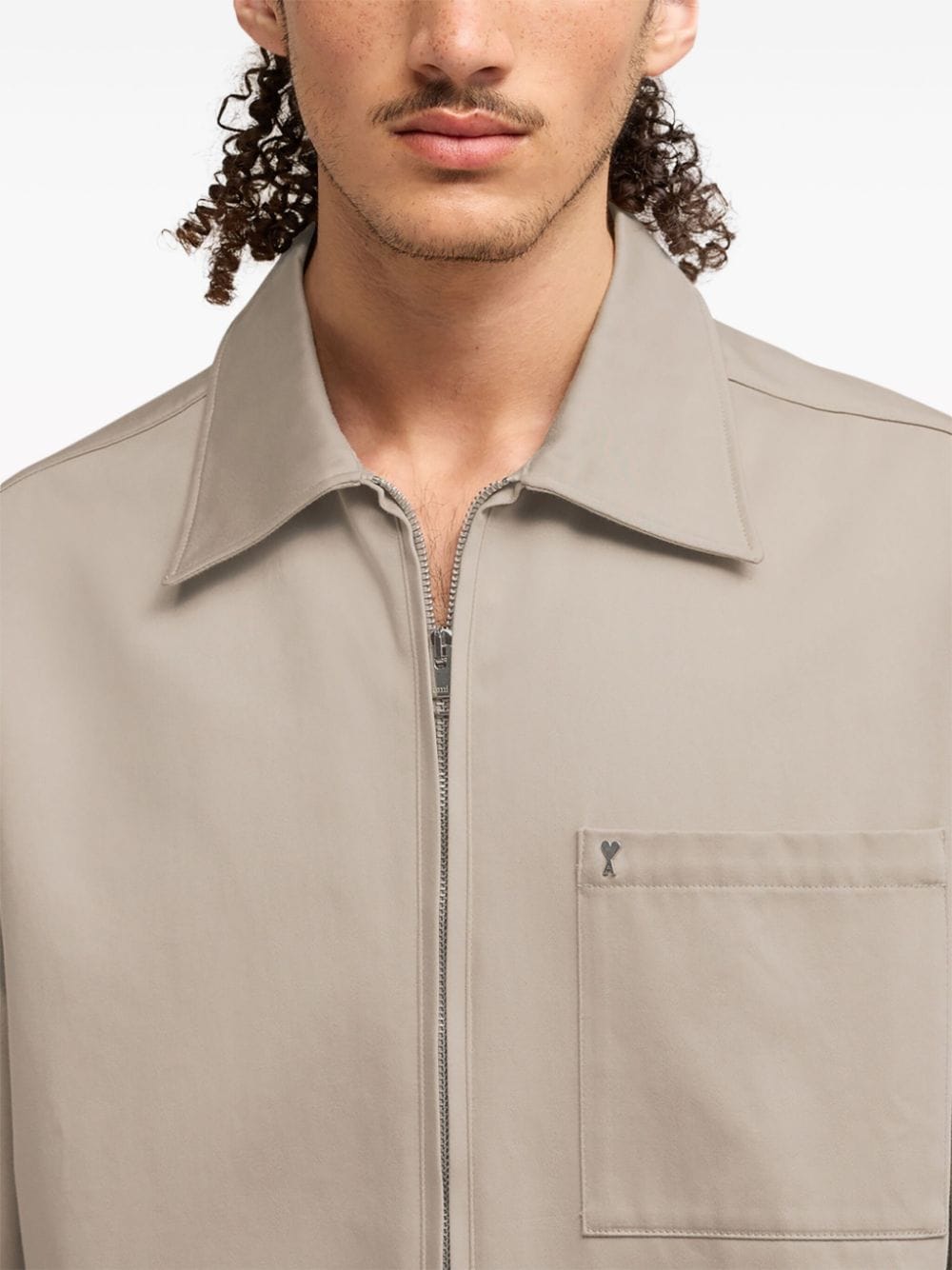 AMI Paris logo-embroidered cotton Harrington jacket
