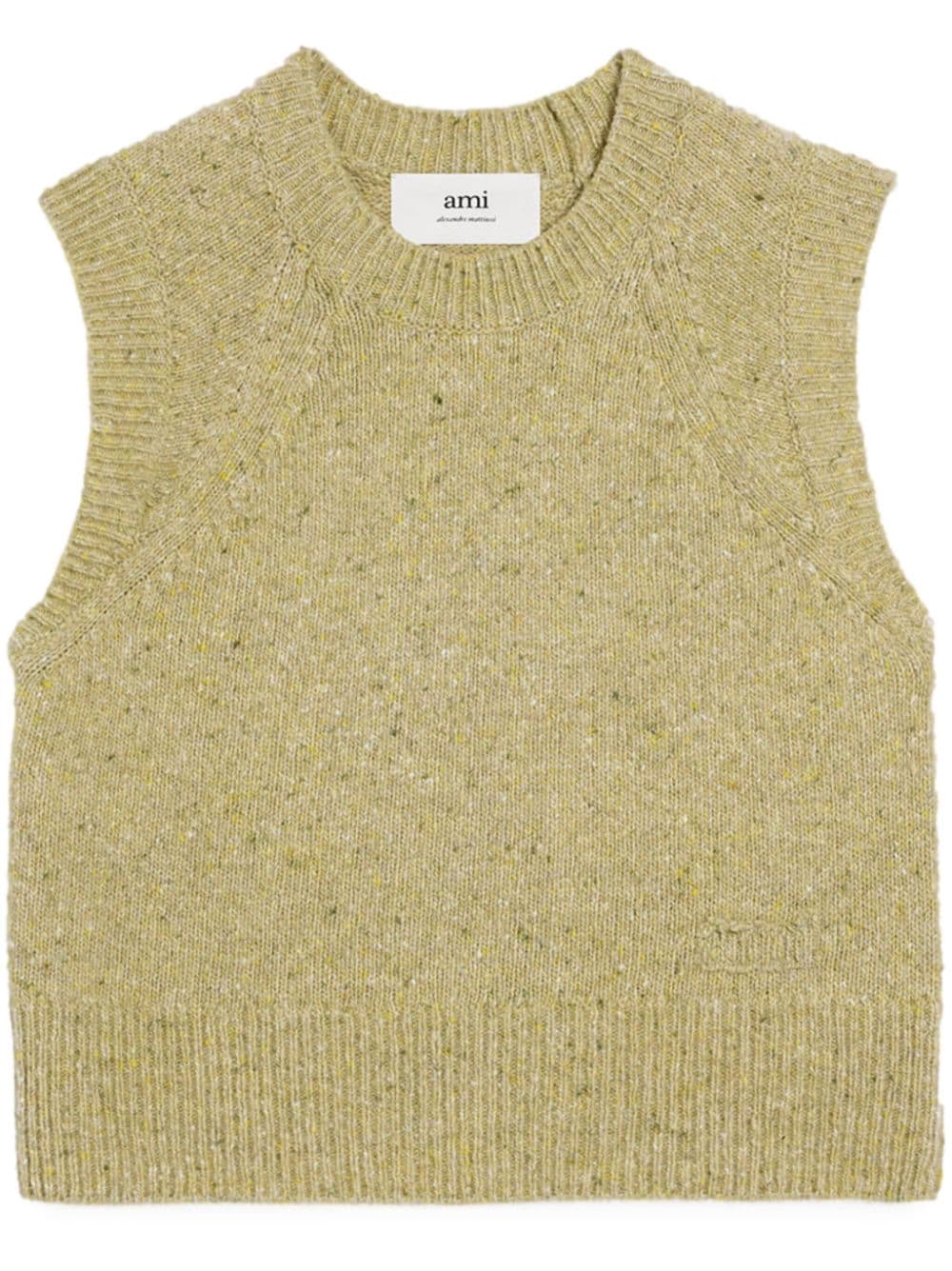 AMI Paris  logo-embroidered knitted vest