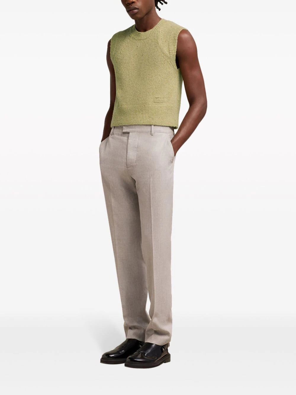 AMI Paris  logo-embroidered knitted vest