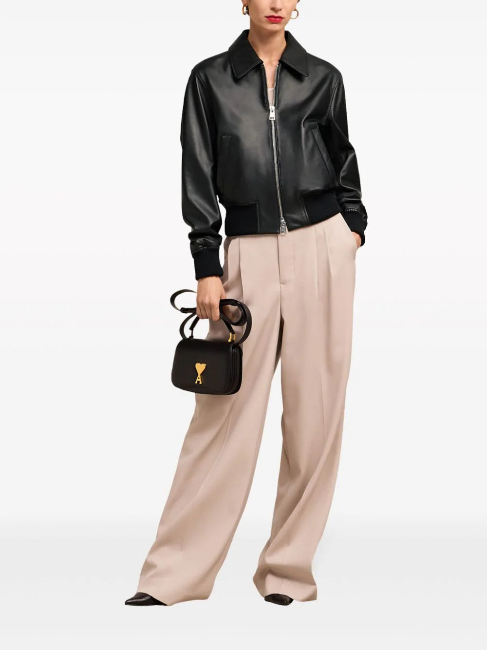 AMI Paris  Ami de Coeur leather jacket