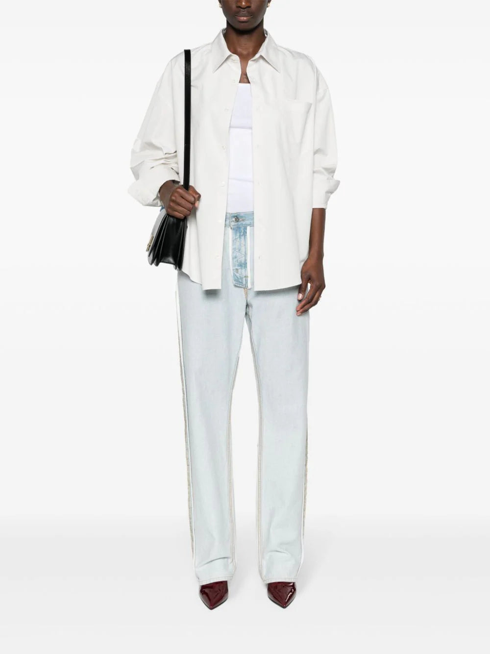 AMI Paris Ami de Coeur-embroidered poplin shirt