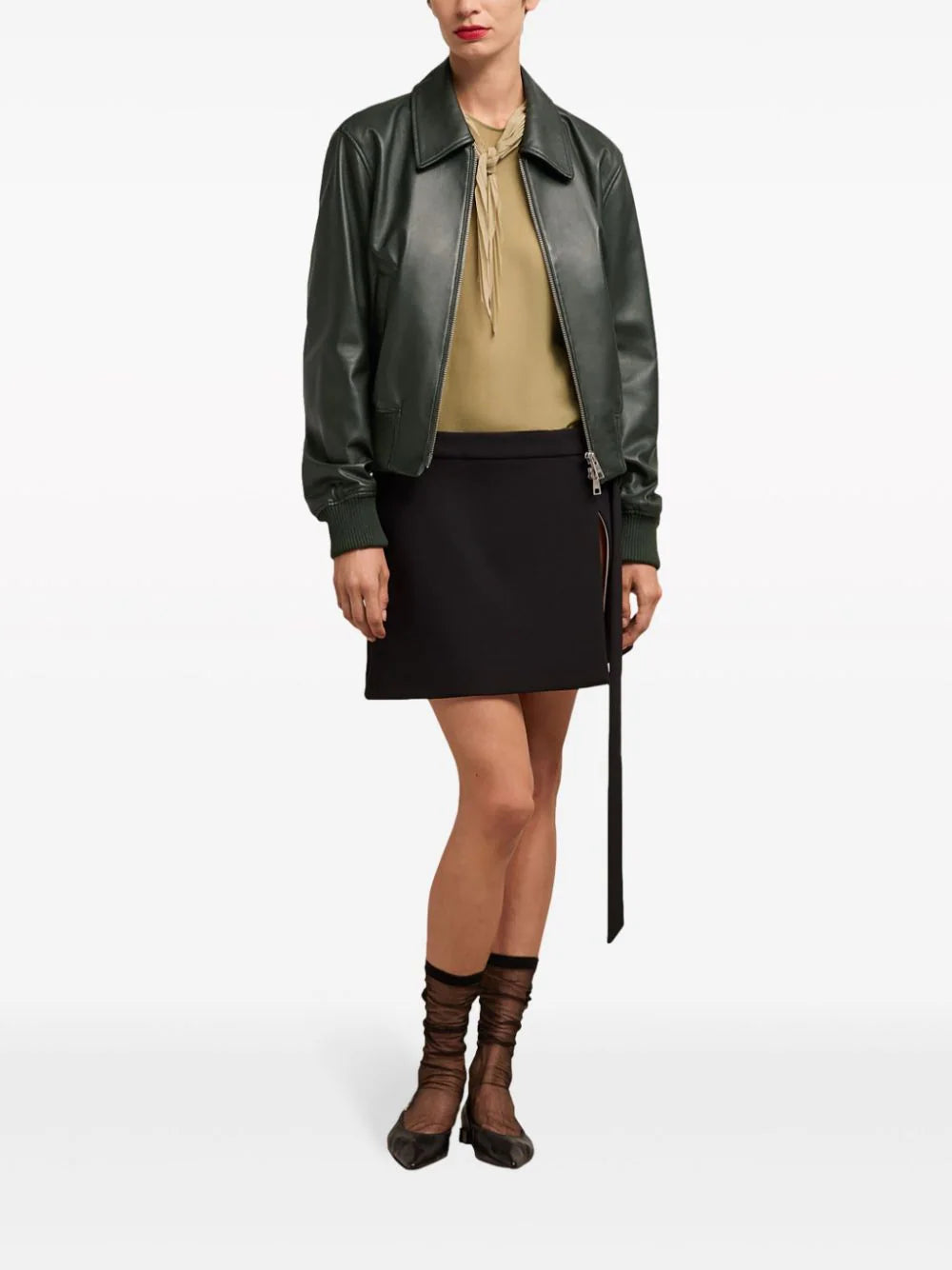AMI Paris zip-up leather jacket