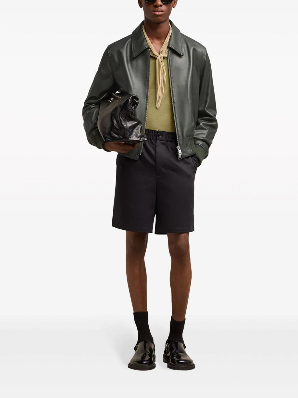 AMI Paris zip-up leather jacket