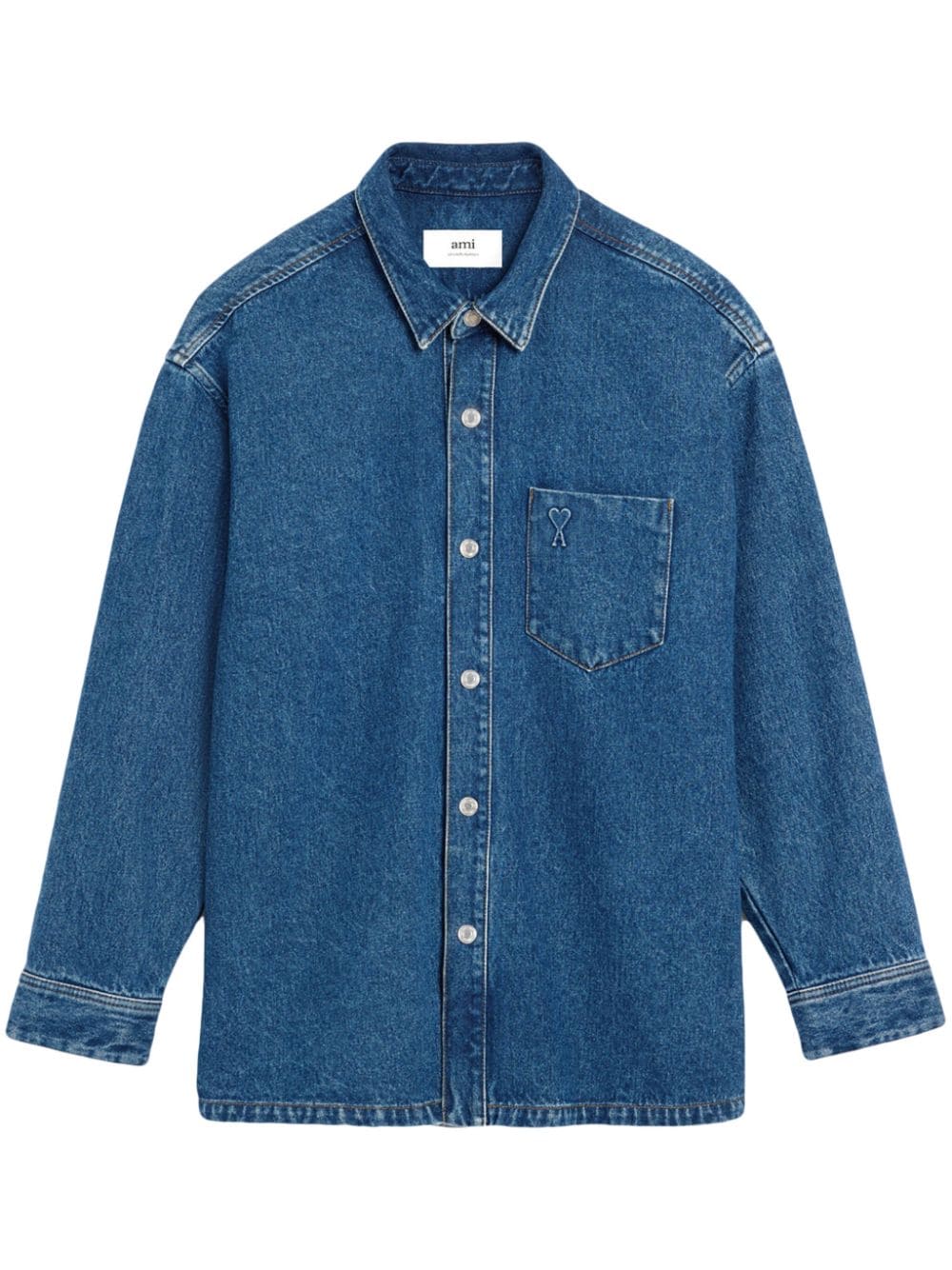 AMI Paris  logo-embroidered denim shirt jacket