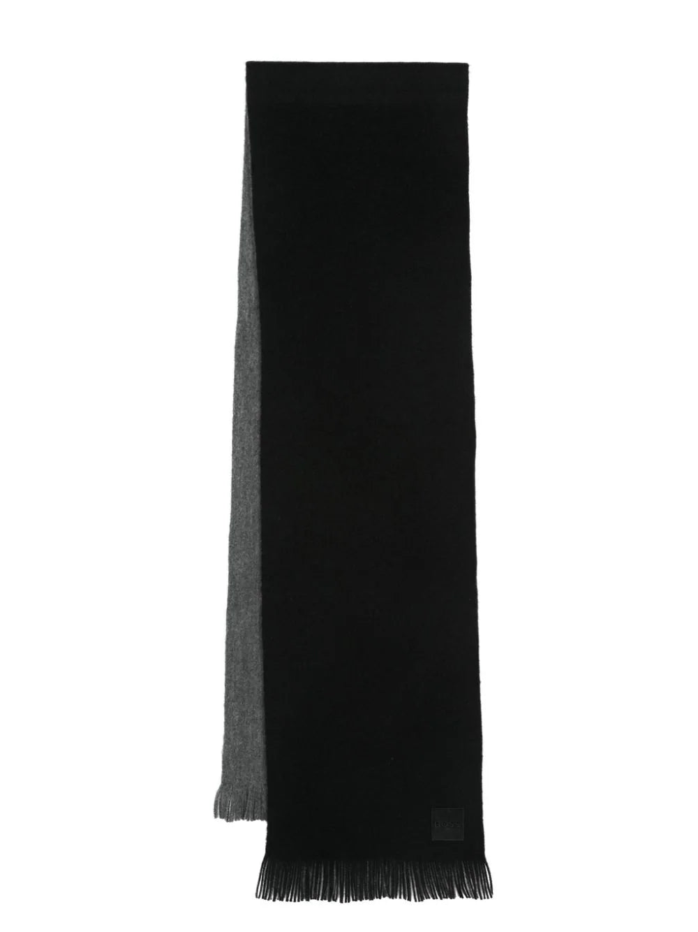 BOSS  logo-patch virgin-wool blend knitted scarf