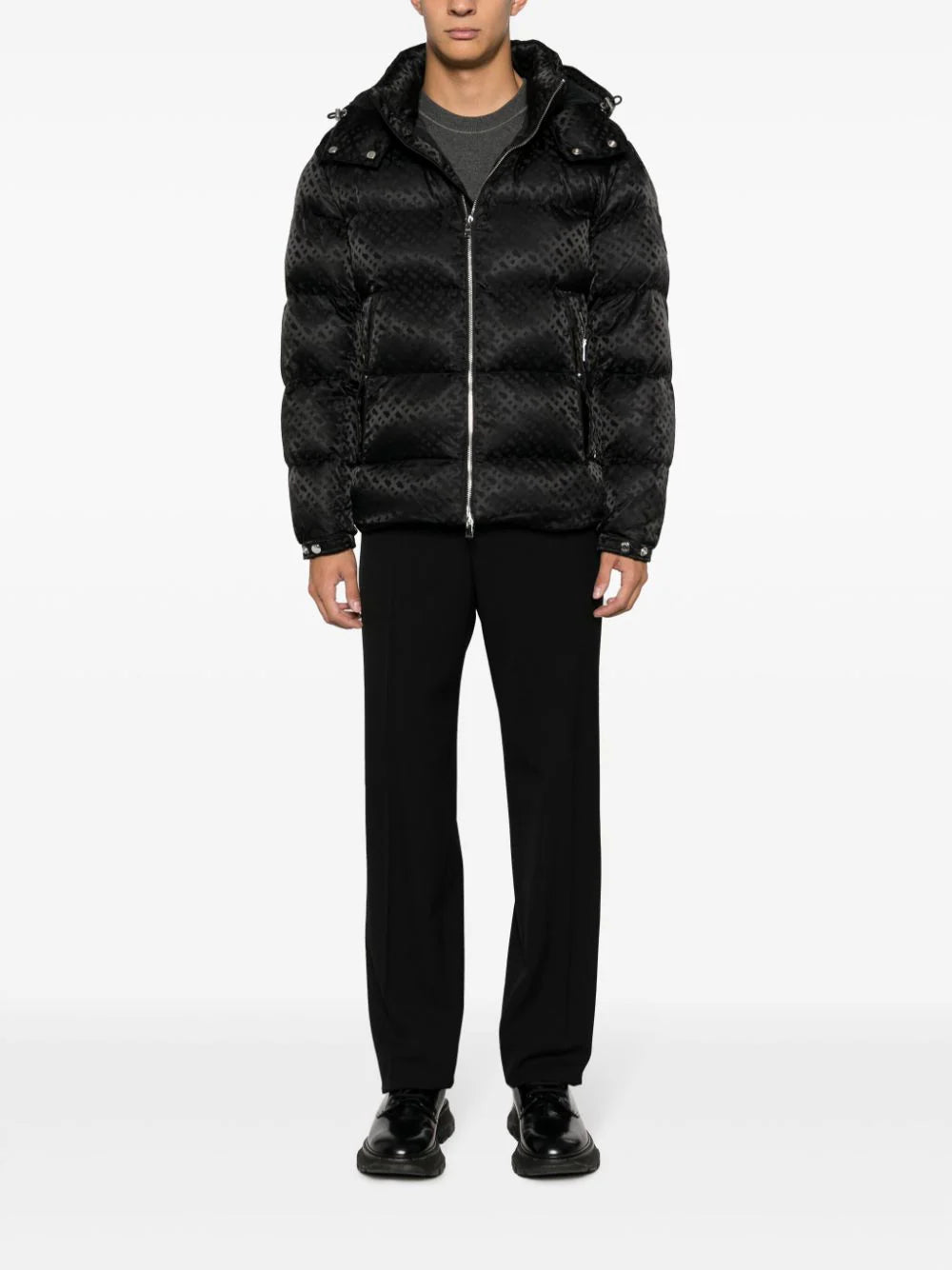 BOSS  monogram-jacquard quilted puffer jacket