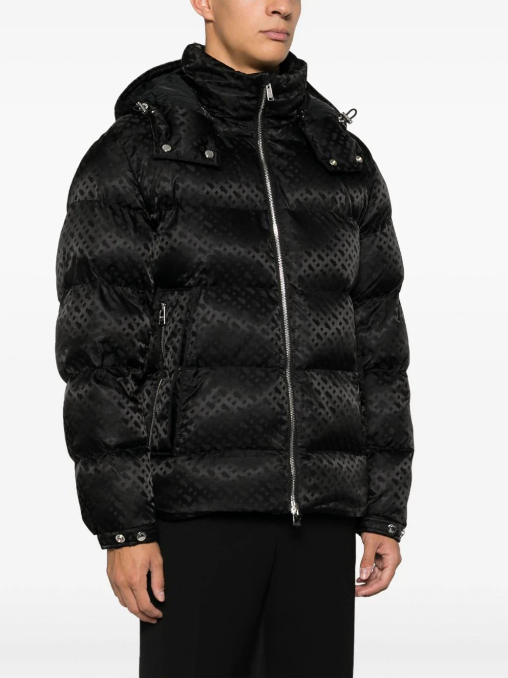 BOSS  monogram-jacquard quilted puffer jacket