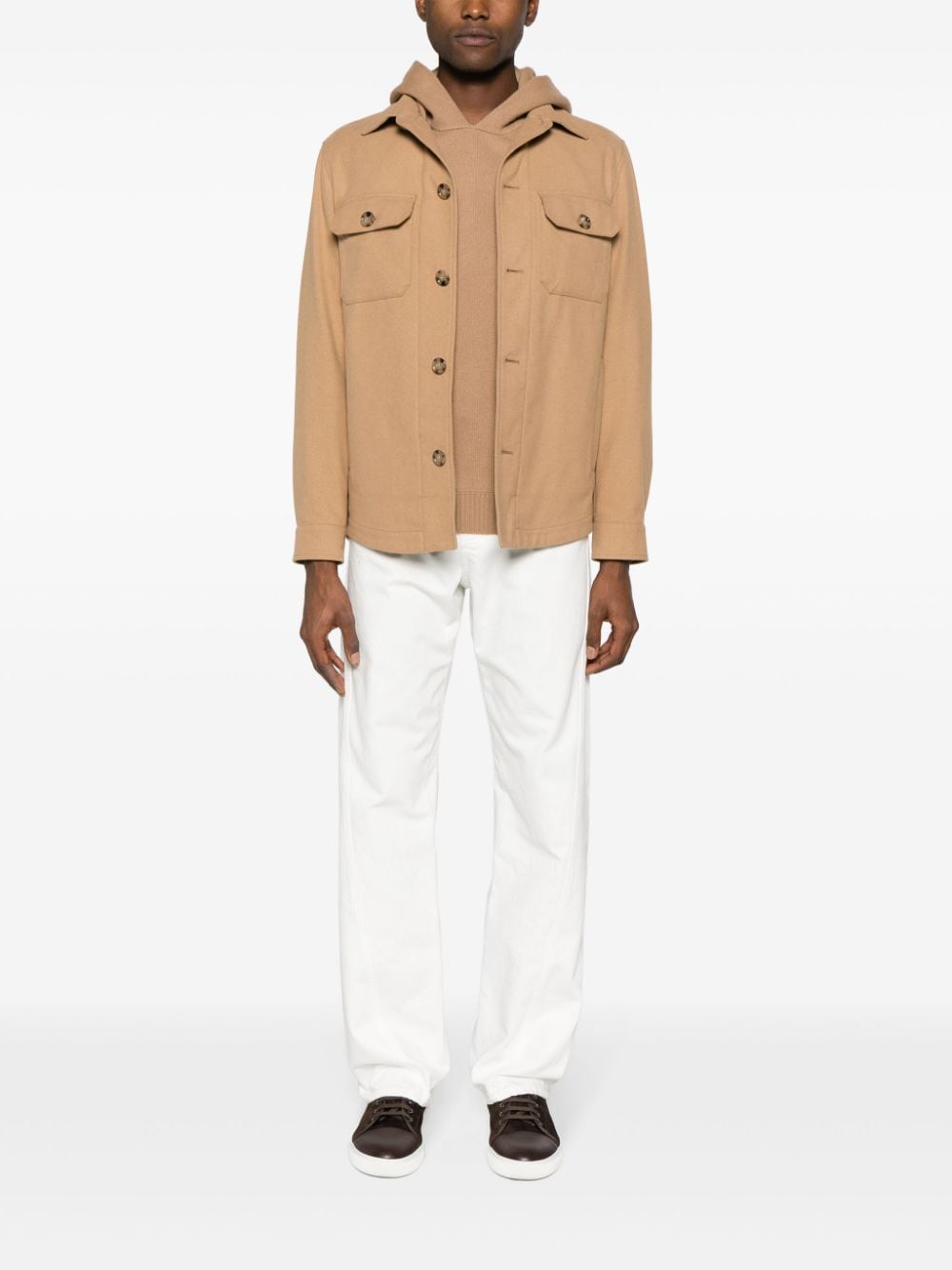BOSS button-down cotton blend shirt