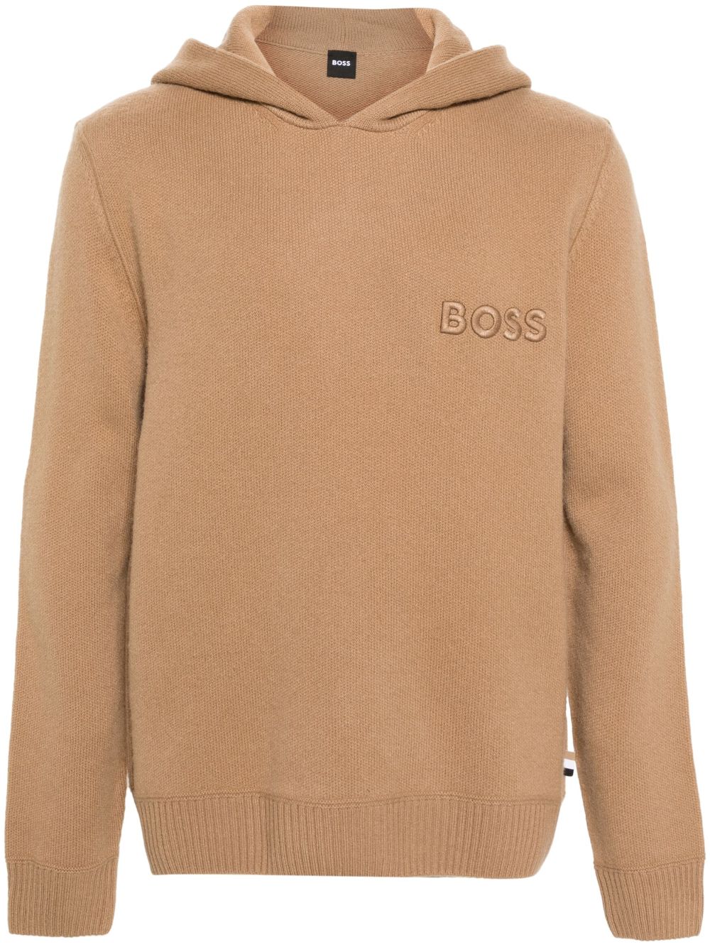 BOSS  logo-embroidered hooded jumper