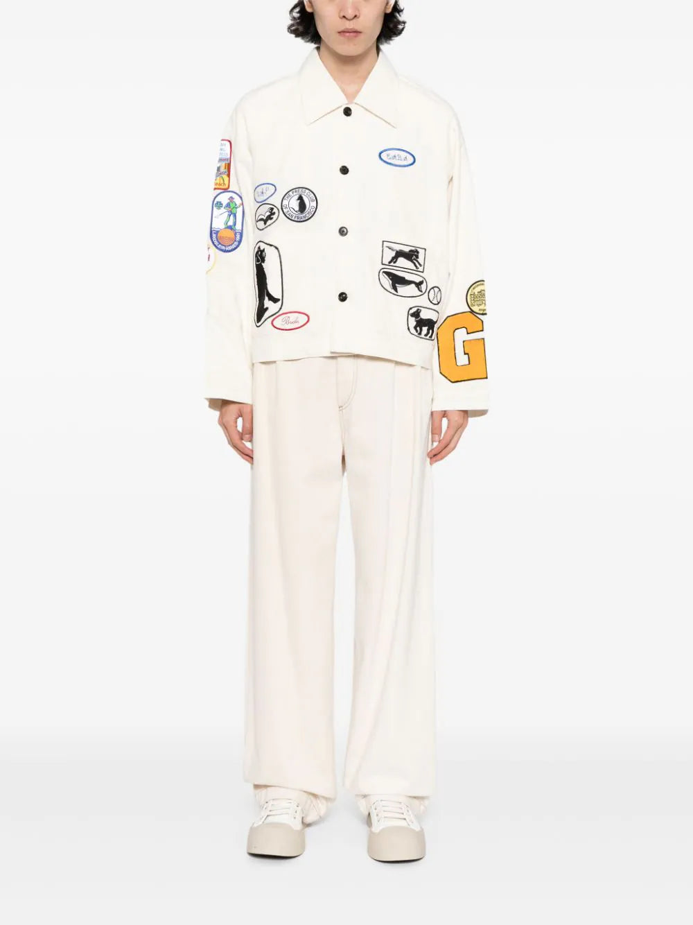 BODE multi-patch cotton shirt jacket