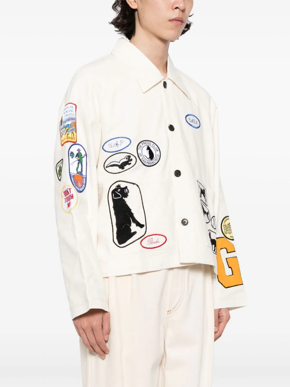 BODE multi-patch cotton shirt jacket