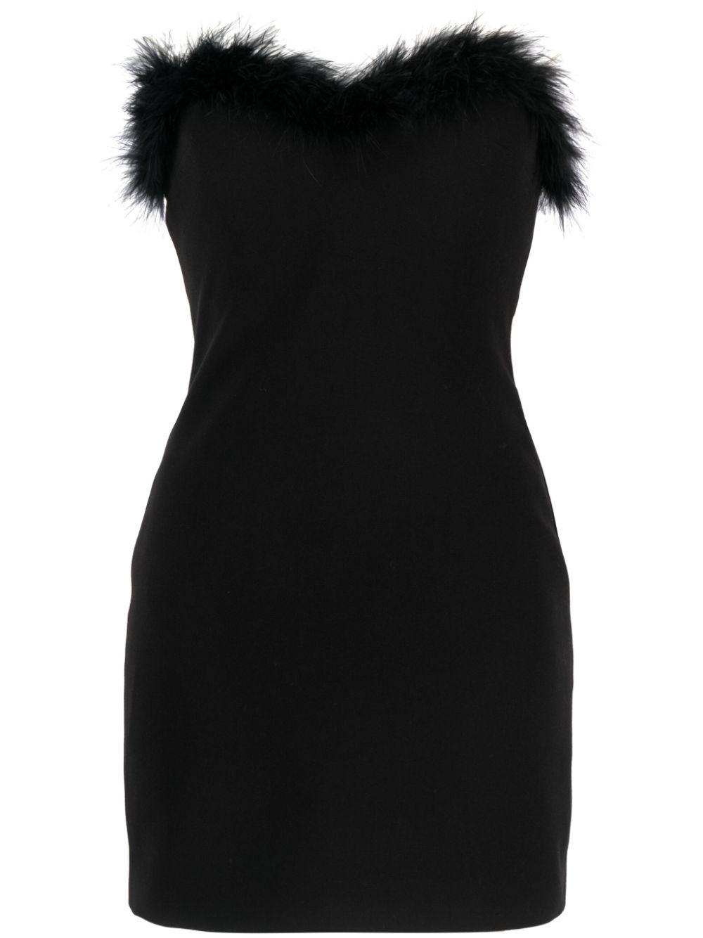 Amen  feather-detail strapless minidress
