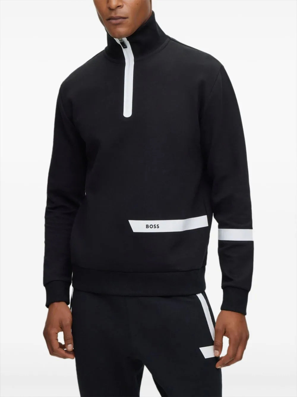 BOSS  logo stripe-print sweatshirt
