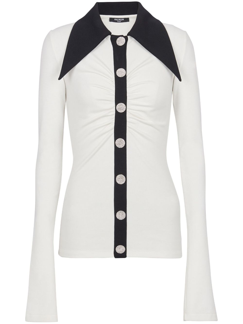 Balmain  rhinestone-button long-sleeve shirt