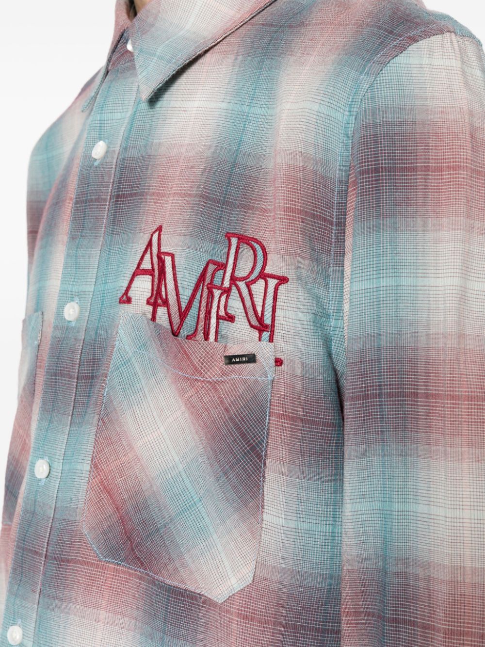 AMIRI Staggered-logo check-pattern shirt