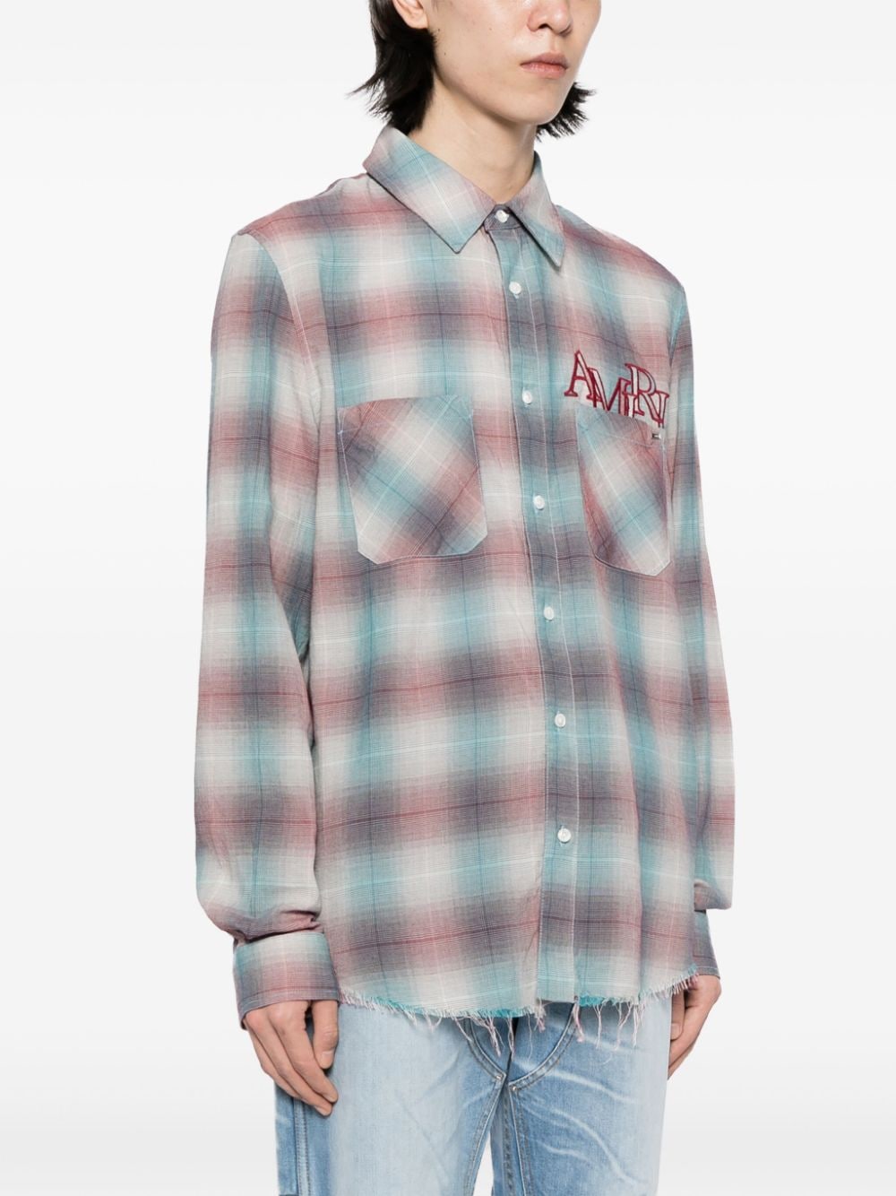 AMIRI Staggered-logo check-pattern shirt