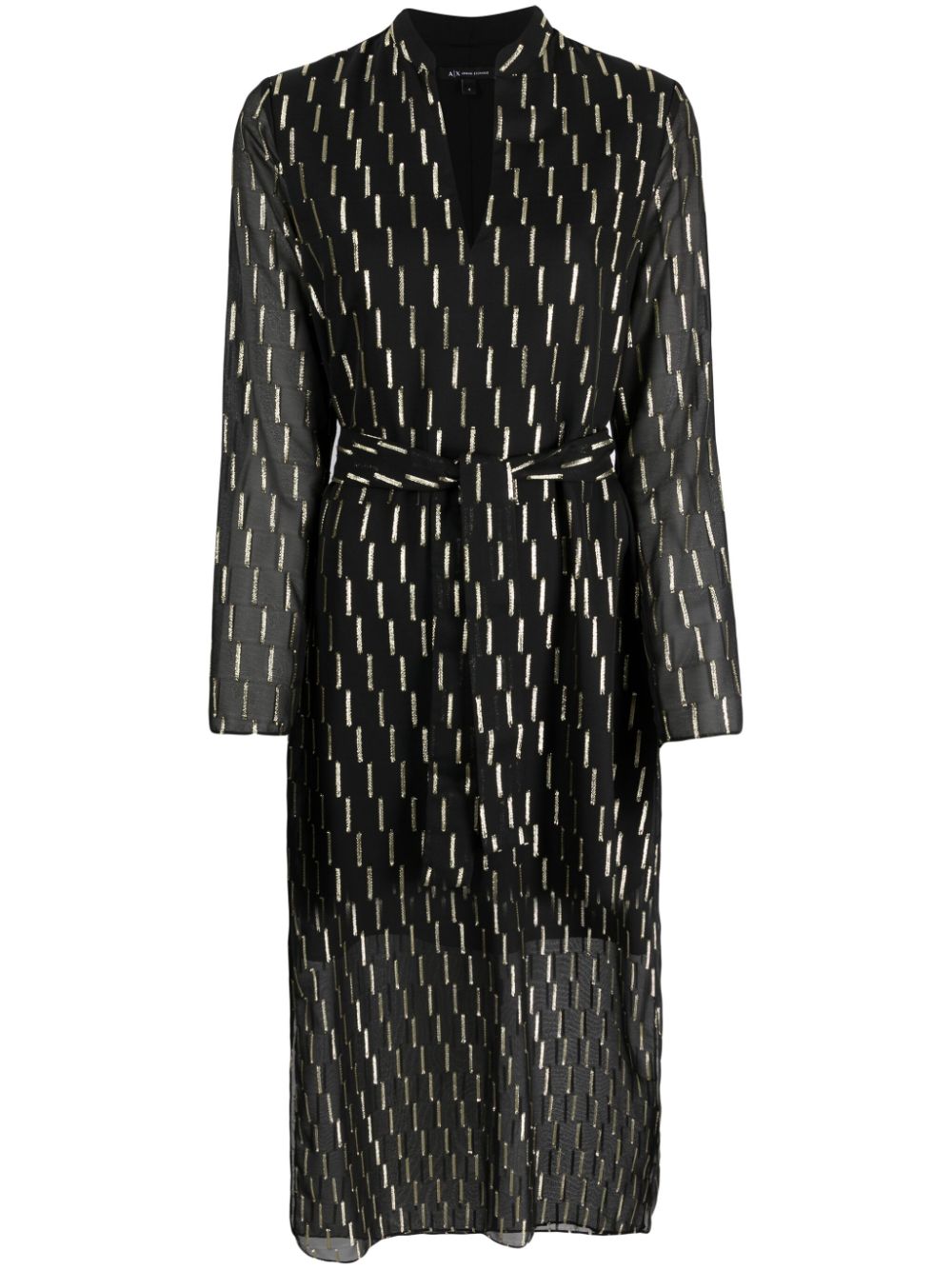 Armani Exchange  geometric-pattern print metallic-finish dress