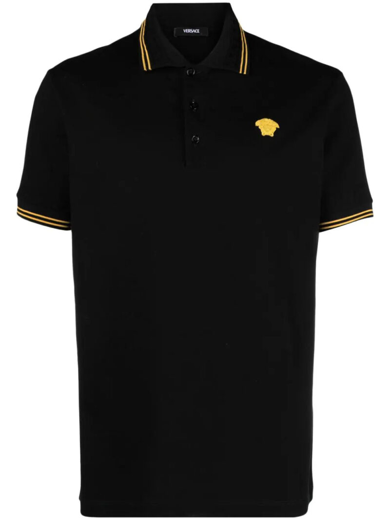 Versace  Medusa Head-embroidered cotton polo shirt