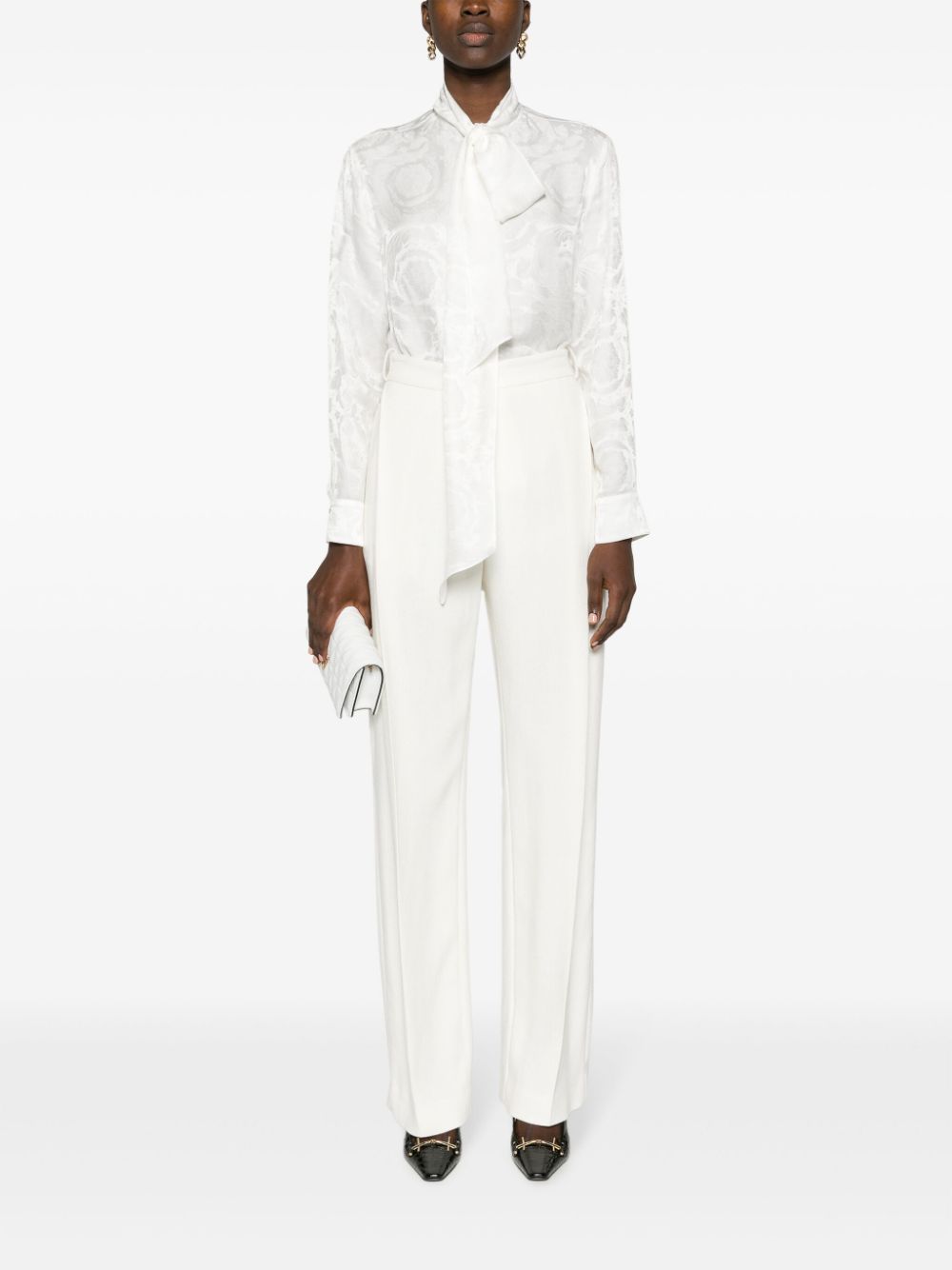 Versace  Barocco-jacquard satin blouse