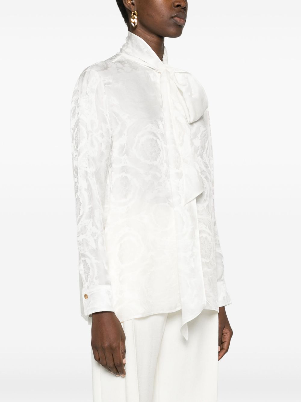Versace  Barocco-jacquard satin blouse