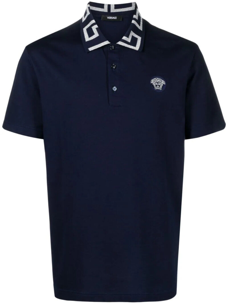 Versace  Greca-collar cotton polo shirt