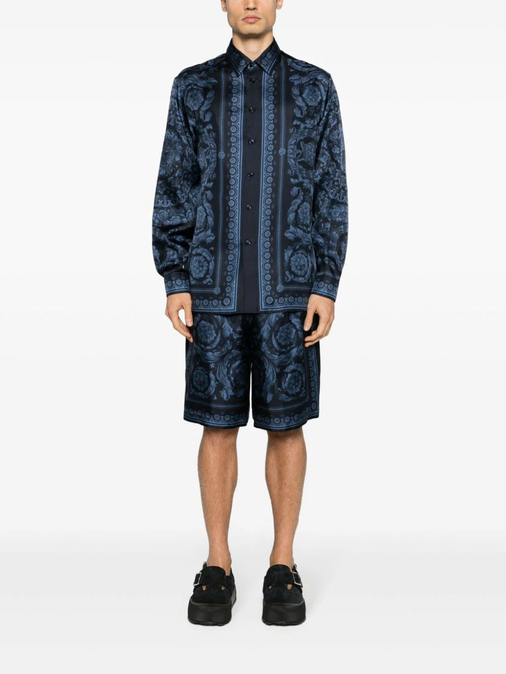 Versace  Barroco-print silk shirt