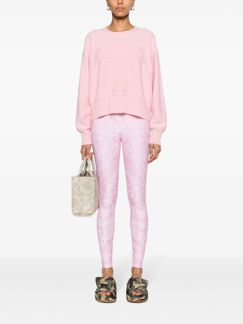 Versace  Barocco-print jersey leggings