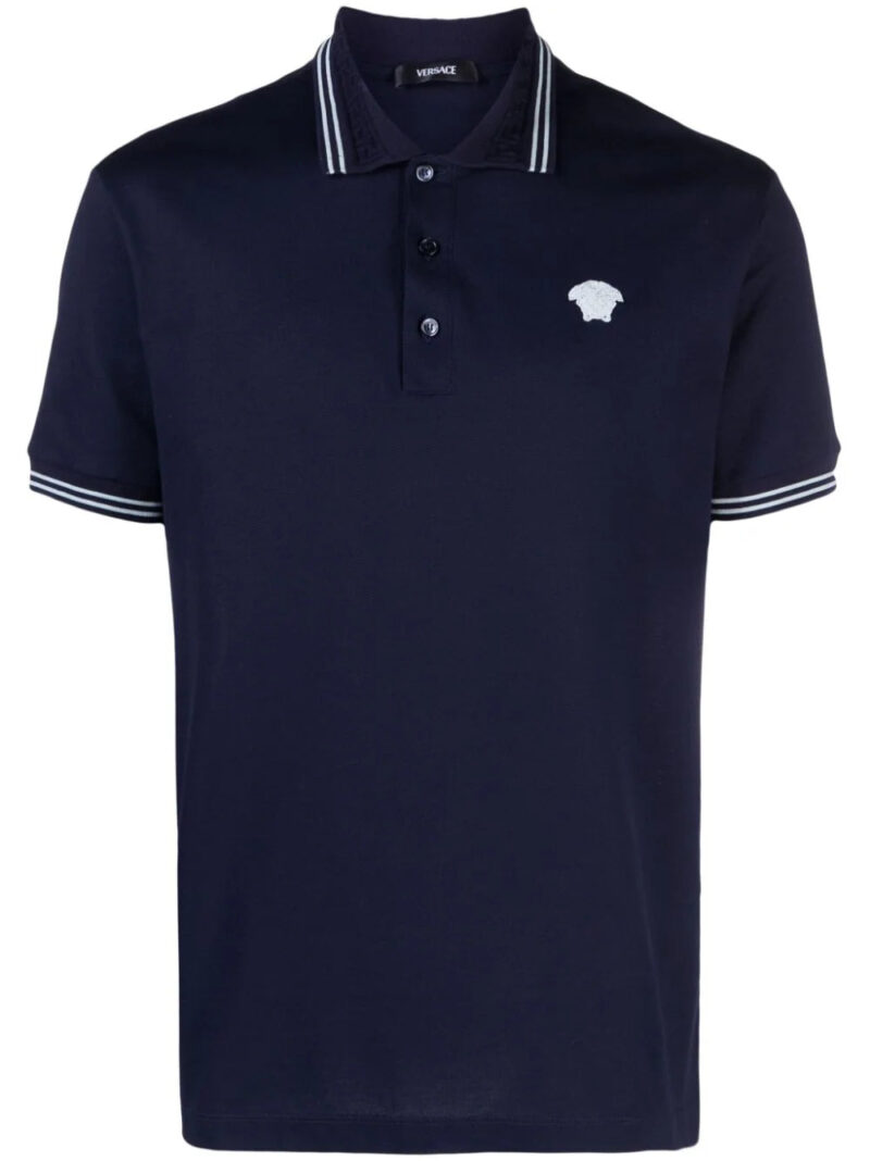 Versace  Medusa-embroidered cotton polo shirt