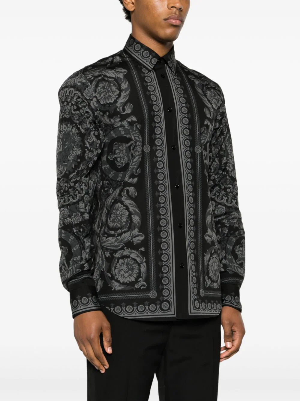 Versace  Barocco-print cotton shirt