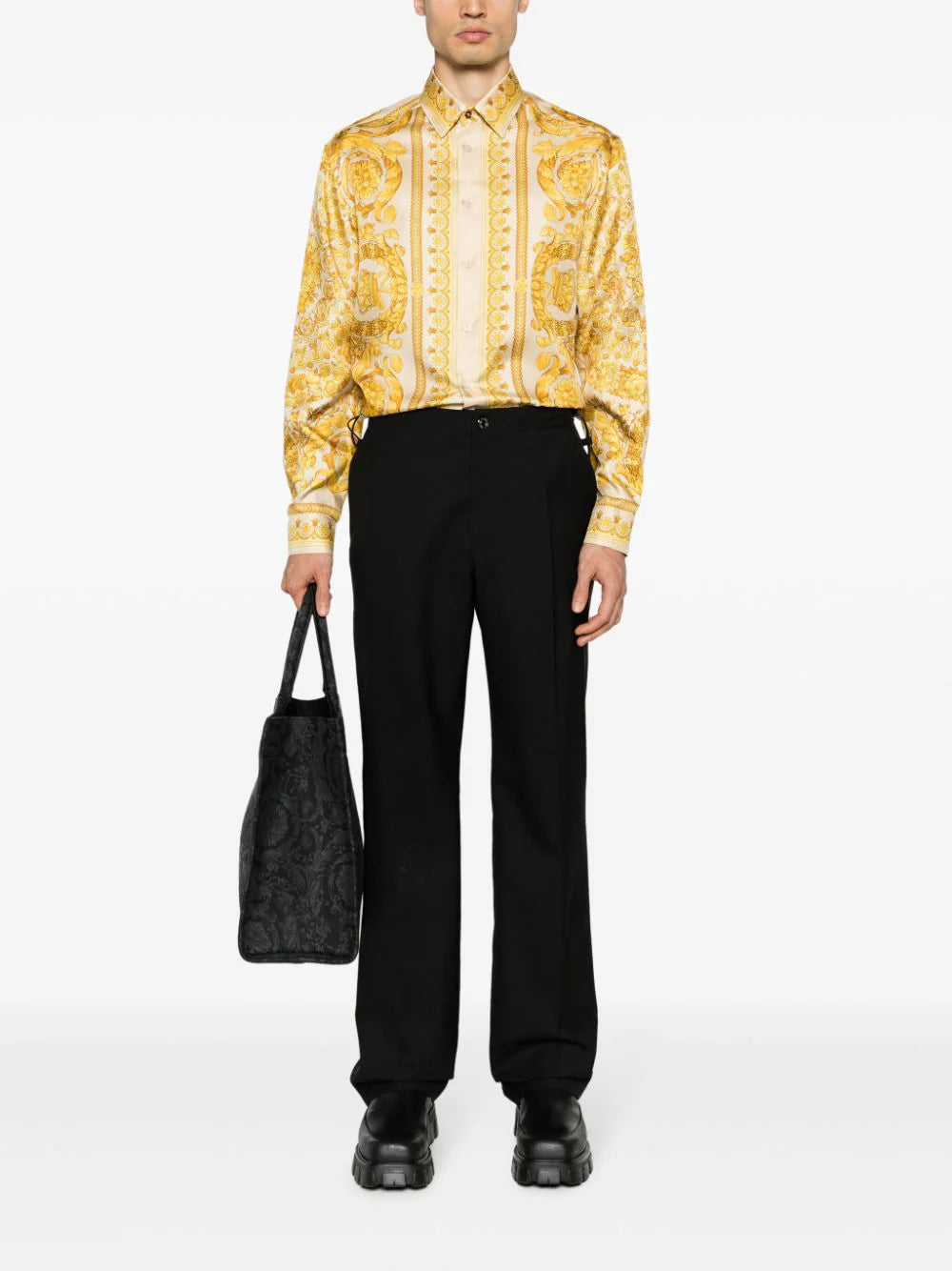 Versace  Barocco-print silk shirt