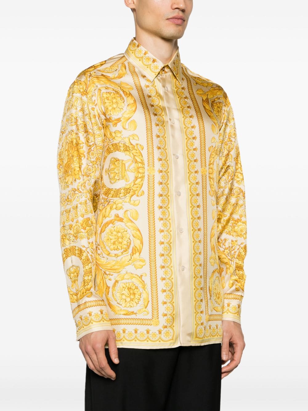 Versace  Barocco-print silk shirt