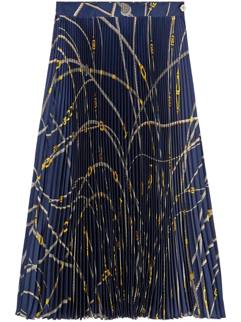 Versace  Greca Nautical-print pleated skirt