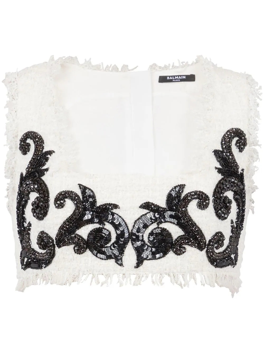 Balmain  Baroque embroidered tweed crop top