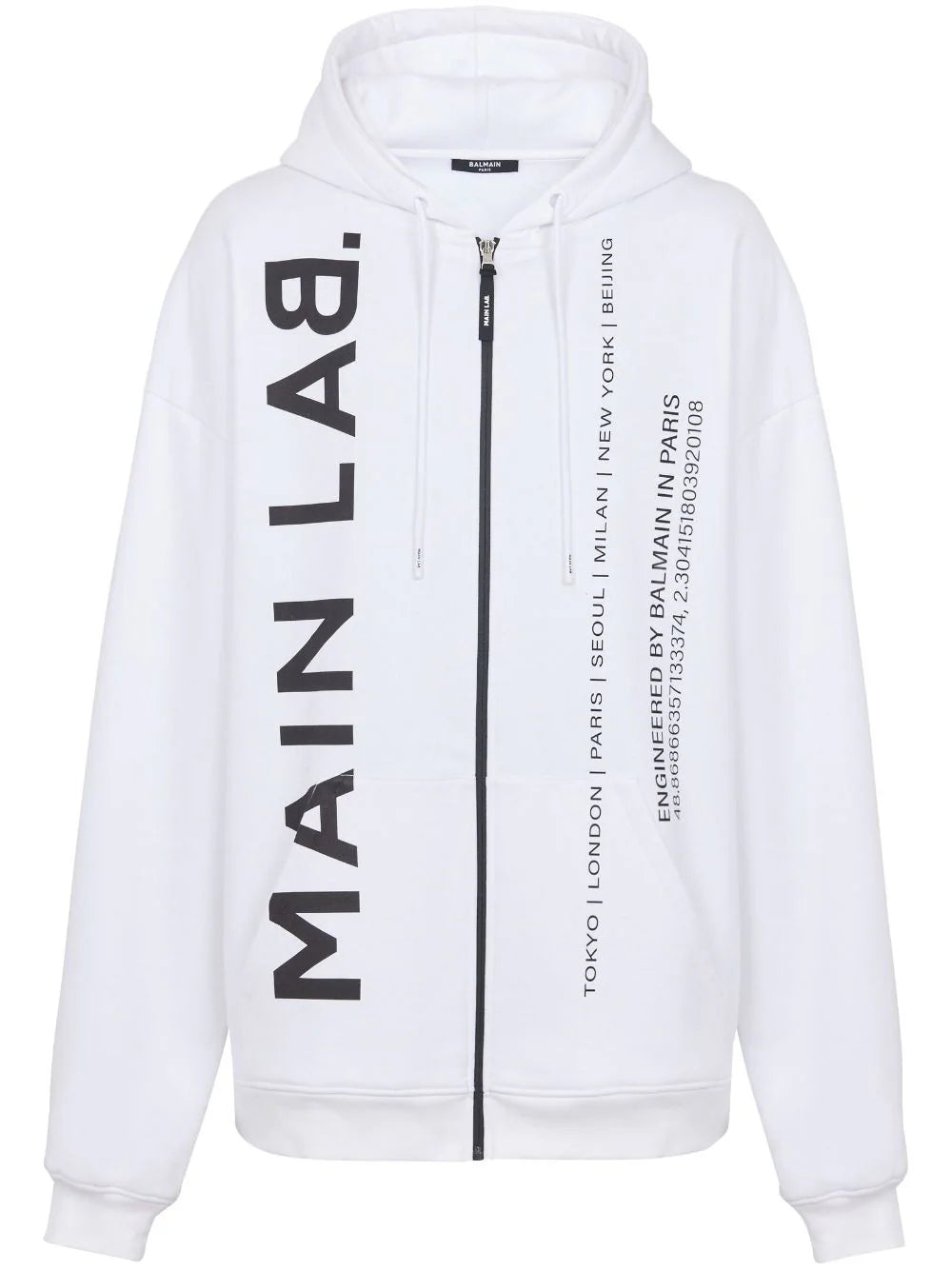 Balmain  slogan-print zip-up hoodie