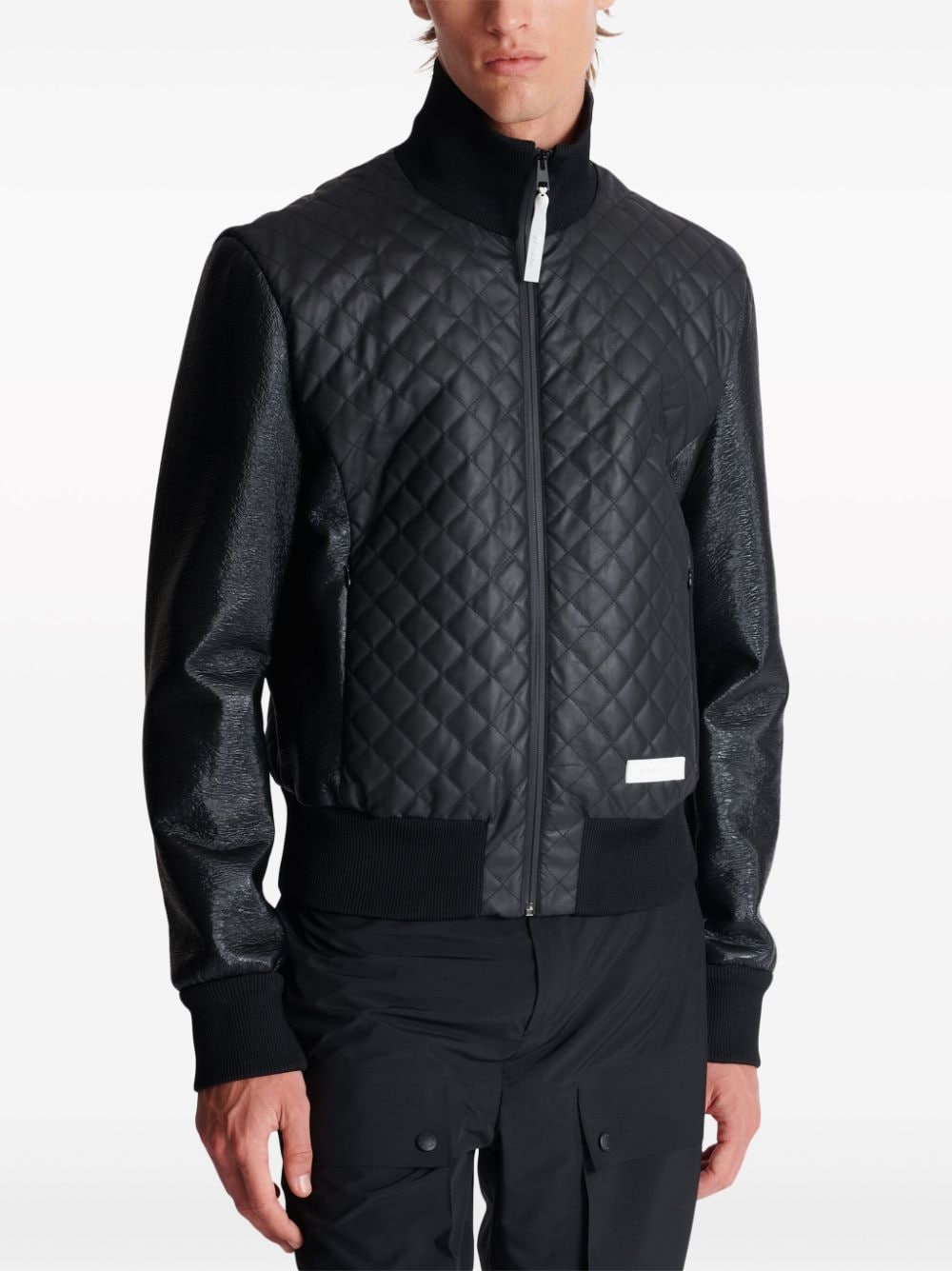 Balmain logo-patch quilted bomber jacket