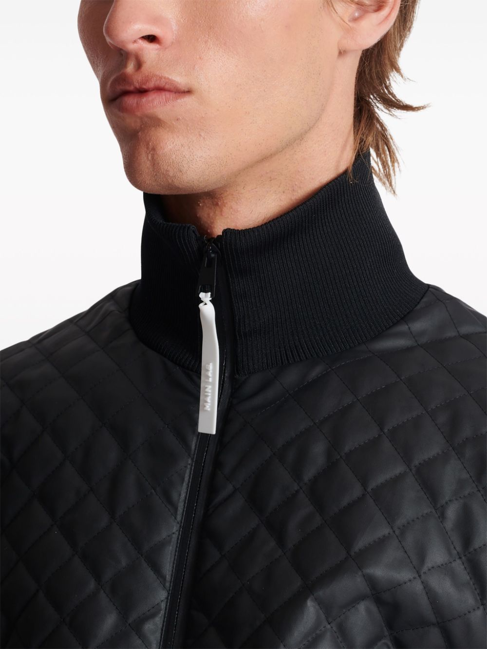 Balmain logo-patch quilted bomber jacket
