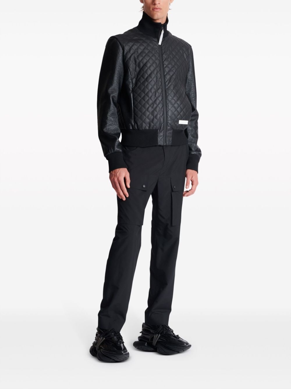 Balmain logo-patch quilted bomber jacket