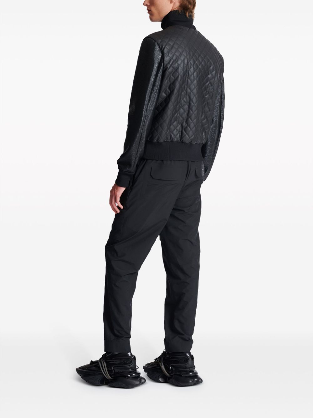 Balmain logo-patch quilted bomber jacket
