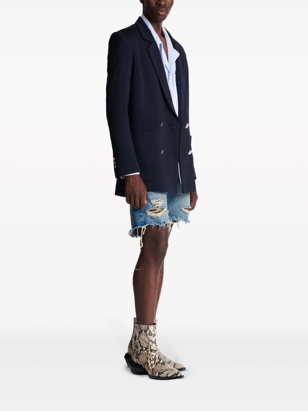 Balmain monogram-pattern double-breasted blazer - Image 3