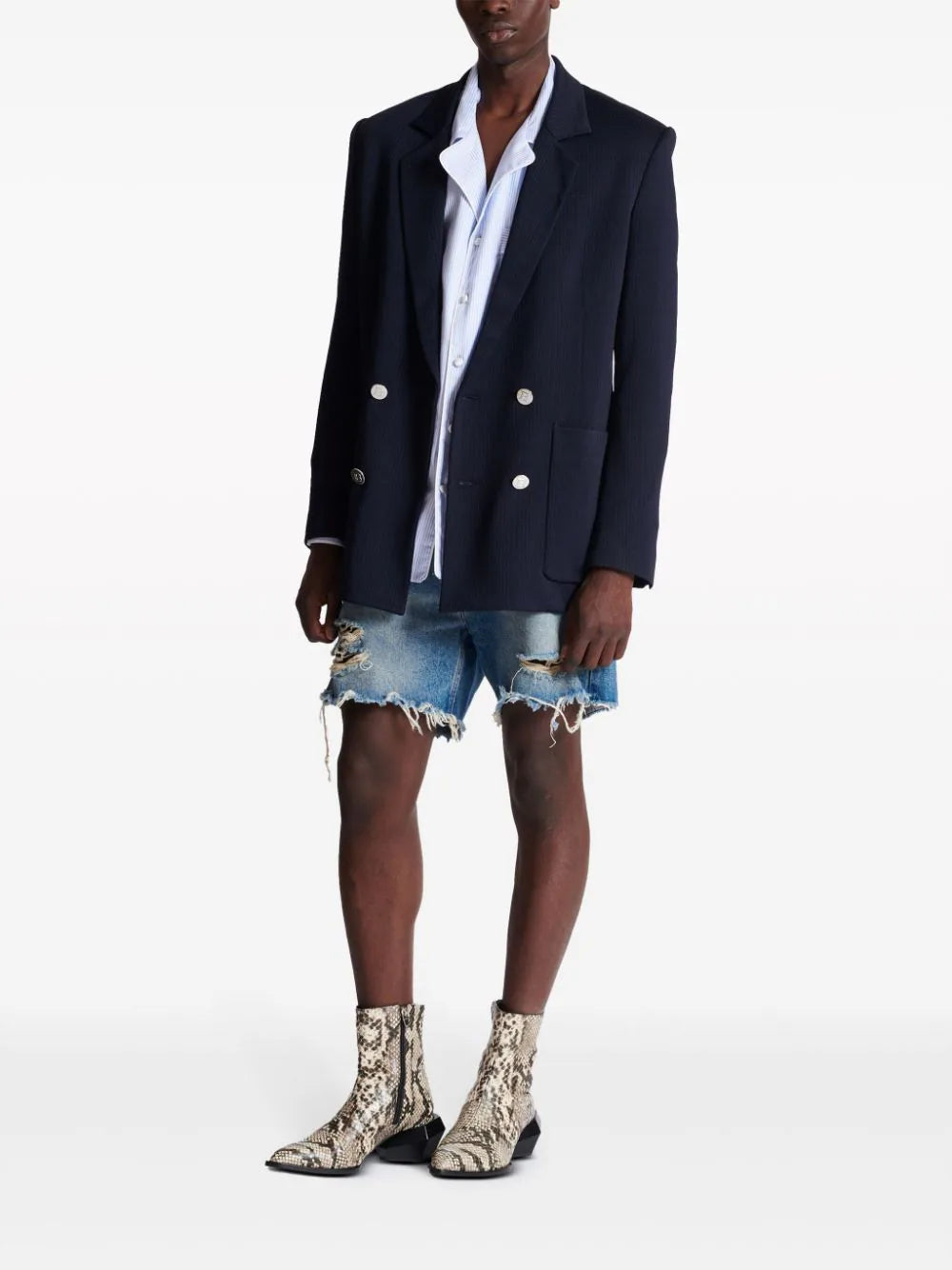 Balmain monogram-pattern double-breasted blazer - Image 2