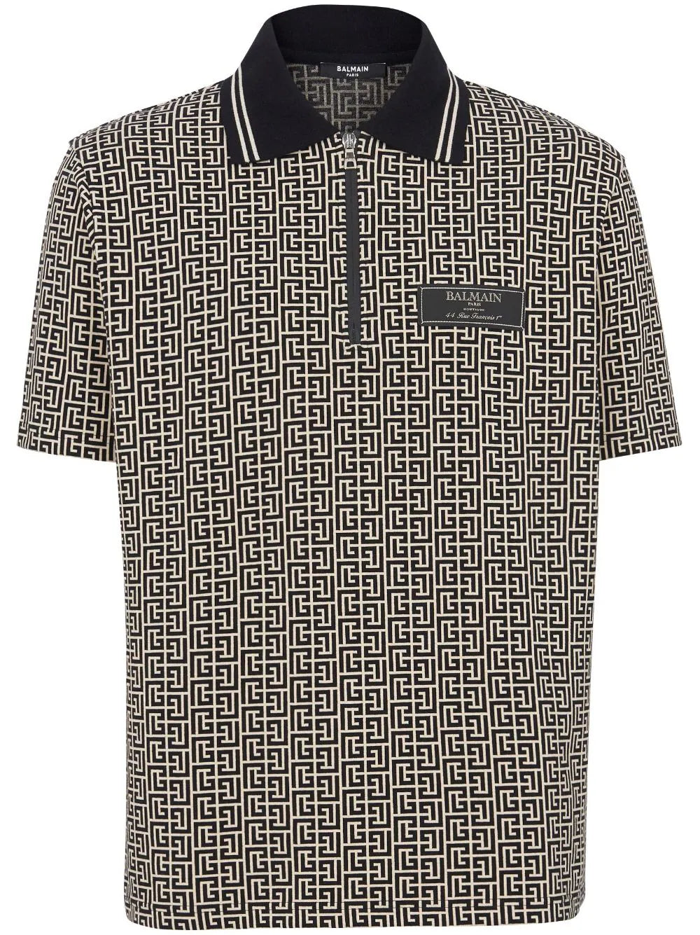 Balmain  monogram jacquard zipped polo shirt